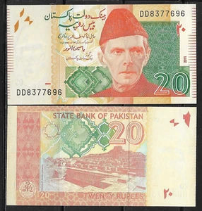 PAKISTAN, 20 RUPEE, NOTES,CURRENCY,PAPER MONEY, UNCIRCULATED - Picture 1 of 1