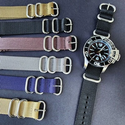 NATO ® Pulseira Pesada Aço Inoxidável Anel D Balístico Nylon Militar Relógio de Mergulho EUA - Imagem 1 de 4