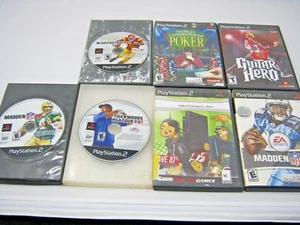 Lot of 7 PS2 Guitar Hero,Madden NFL 08-09,Tiger Woods PGA Tour 07,NCAA Football  - Picture 1 of 6