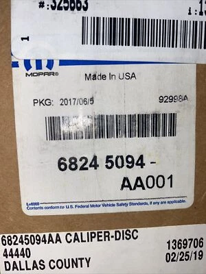 Pinza de freno de disco delantera izquierda Mopar 68245094AA se adapta a Dodge Charger 14-21 Foto 1 de 4