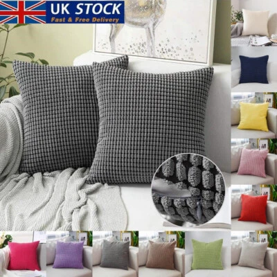 UK 16" 18" 20" 22" 24"Corduroy Jumbo Cord Plush Cushion Cover Sofa Pillow Case - Image 1 of 4