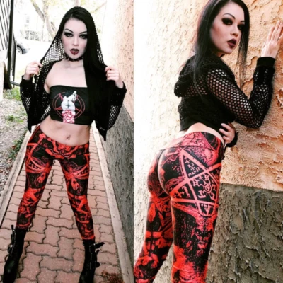 Leggings góticos pentagrama gótico bruja cintura alta pantalones de yoga Foto 1 de 4