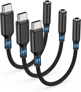 USB Type C to 3.5Mm Female Headphone Jack Adapter, (3-Pack) USB C to Aux Audio D - Picture 1 of 12