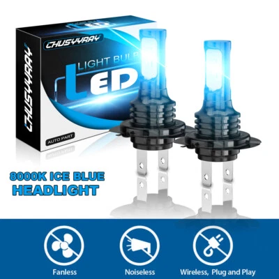 Kit de bombilla de faro LED H7 haz alto bajo súper brillante 8000K azul hielo Foto 1 de 4