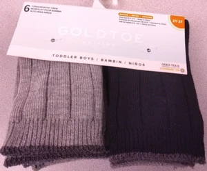 Gold Toe 6 Toddler Boys Crew Dress Socks Size 2T/3T - New (B1) - Picture 1 of 14