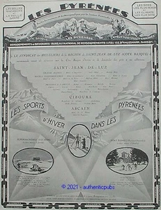 PUBLICITE LES PYRENEES SPORTS D'HIVER FONT ROMEU SUPERBAGNERES DE 1927 FRENCH AD - Imagen 1 de 1