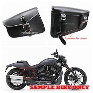 2x black Motorcycle PU Leather Side Bag Saddle Bag Harley Sportster XL883 XL1200 - Picture 1 of 5