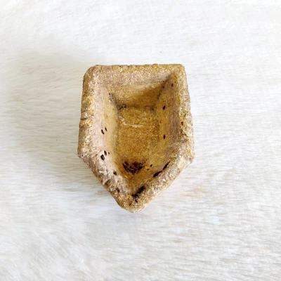 19c Vintage Handcrafted Primitive Yellow Stone Oil Lamp Rare Collectible STO106 - Image 1 of 4