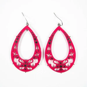 Jessica Simpson Starry Sky Earrings Pink Over Silver Tone Metal Smoky Crystals - Picture 1 of 11