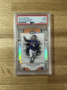 2024 Topps Tier One Francisco Lindor #52 Silver Foil Holo /10 Mets PSA 9 - Picture 1 of 4