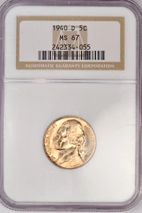 1940 D TONED Jefferson Nickel NGC MS 67 Light Toning Coin 5C - Picture 1 of 4
