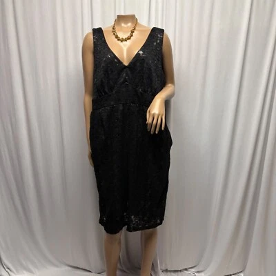 Vestido feminino tórrido preto sem mangas sobreposição de renda tamanho 18 cintilante festa noturna - Imagem 1 de 4