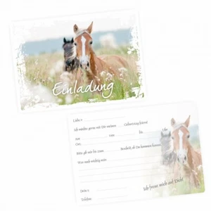 10 tarjetas de invitación caballos marco ancho incl. 10 sobres transparentes - Imagen 1 de 6