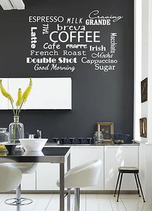 NOMBRES DE CAFÉ ELEGANTES... Pegatinas de cotización de pared Calcomanías de pared cocina - Imagen 1 de 3