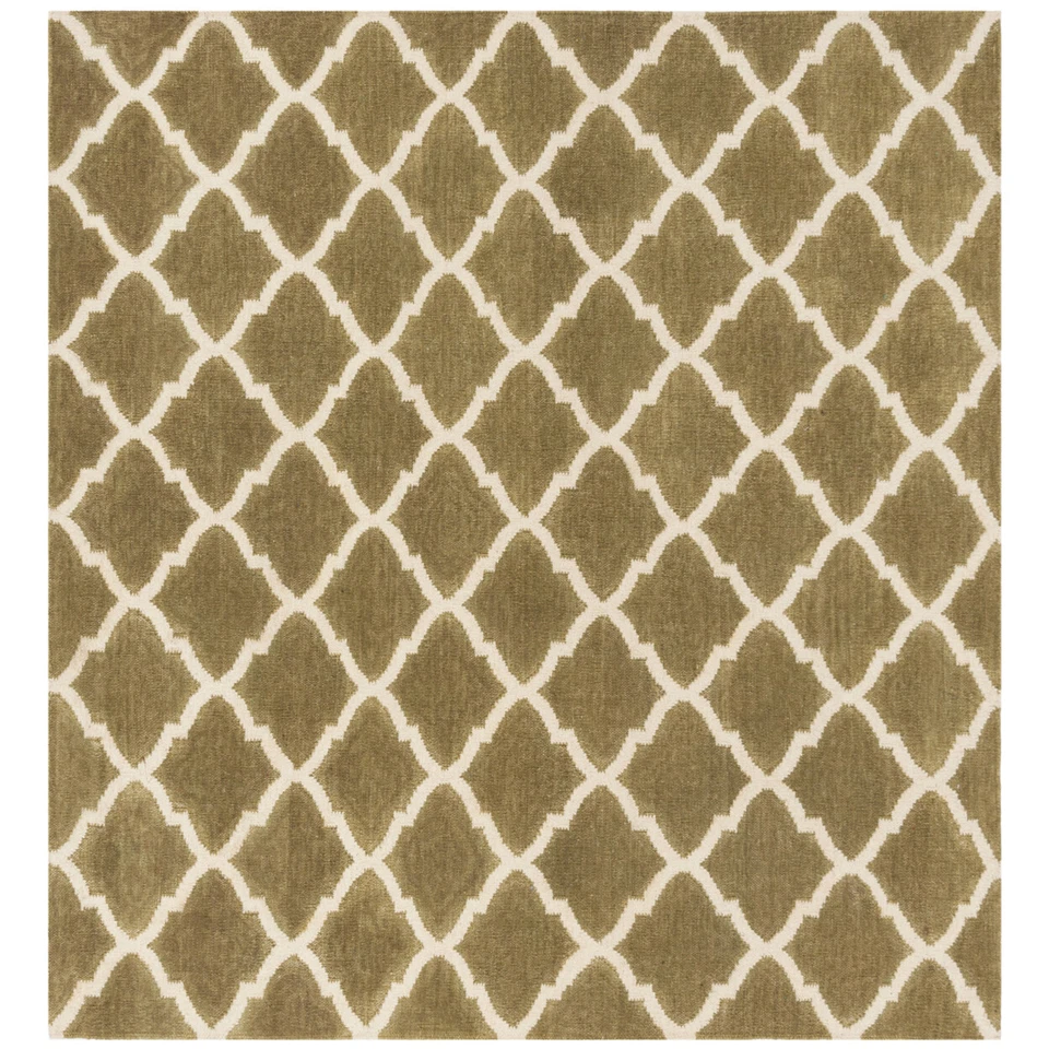 SAFAVIEH Dhurries DHU115A Handwoven Green / Ivory Rug - Image 1 of 4