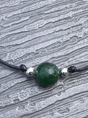 Green Aventurine Choker Necklace Healing Crystal Black Cord Handmade  for women - Image 1 of 4