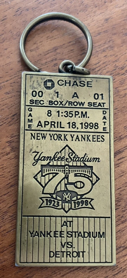 New York Yankee Stadium 75th Anniversary Brass Key Chain Ring MLB Ticket New - Image 1 of 1