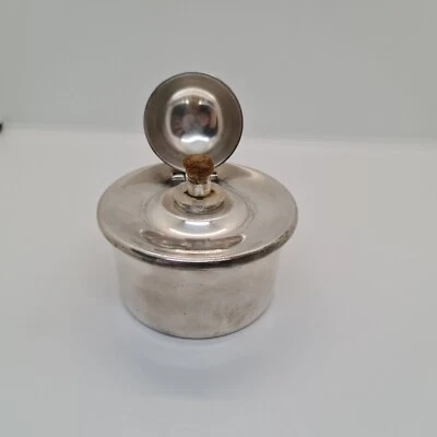 Ancienne petite lampe à huile de table en métal argenté - XXe - Photo 1/4