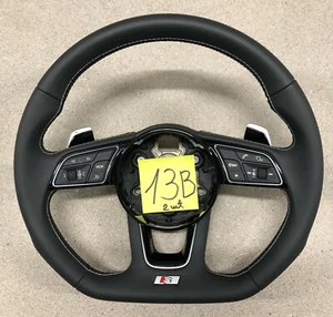 Volante plano de cuero negro para Audi S-Line A4 S4 A5 S5 Q5 SQ5 #13B - Imagen 1 de 1