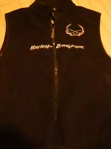 Harley Davidson Crossroads Allentown PA Men's Large Black Fleece Vest (T46) - Picture 1 of 5