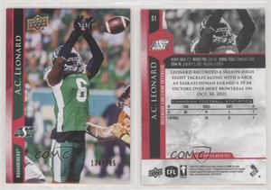 2021 Upper Deck CFL Red /165 AC Leonard #51