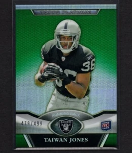 TAIWAN JONES 2011 Topps Platinum Green Rookie RC Card NFL RAIDERS #111 /499 PSA - Picture 1 of 2