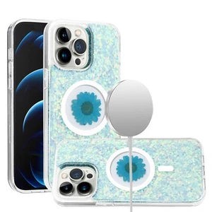 Funda híbrida para iPhone 13/14 epoxi flor real brillo + vidrio templado - Imagen 1 de 28