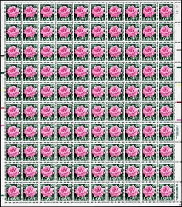 Love Rose Series 25 Cent Sheet of 100 Postage Stamps Scott 2378 - Picture 1 of 1
