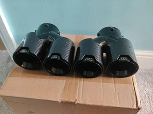 BMW M PERFORMANCE CARBON FIBRE BLACK EXHAUST TIPS G22 23 26 42 M240i M340i M440i - Picture 1 of 11