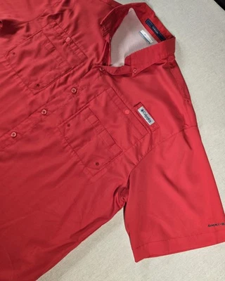 Columbia PFG Tamiami  shirt men's L red short sleeve Dri-Fit vented  OMNI~Shade - Image 1 of 4