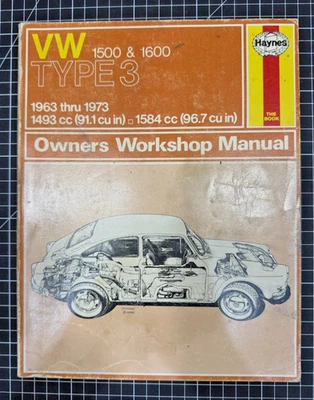 1963-1973 VW Haynes Owners Workshop Manual Volkswagen Type 3 1500 1600 Repair - Image 1 of 4