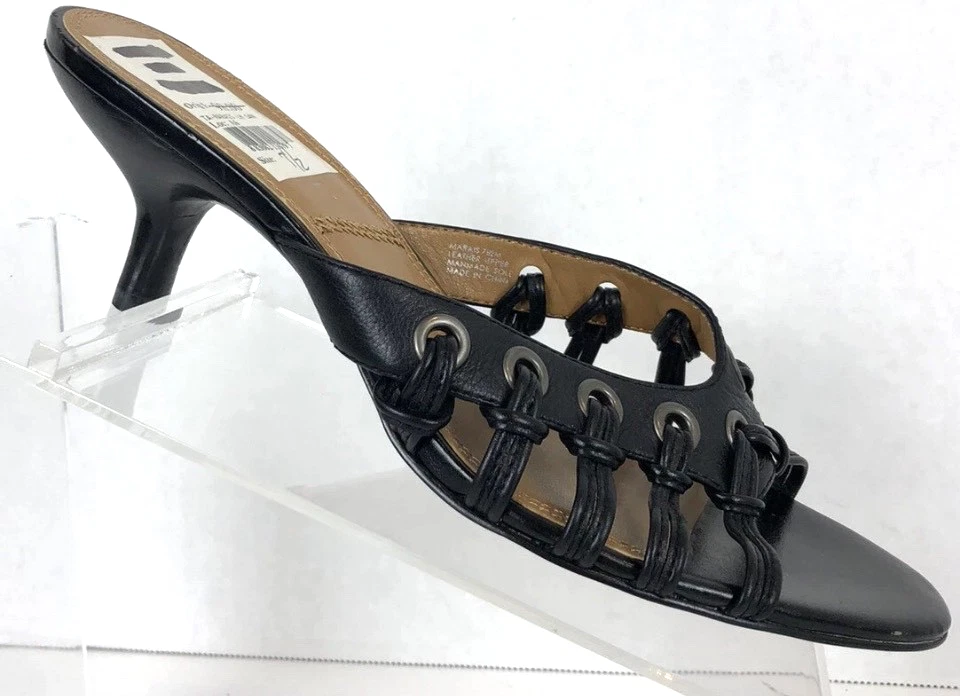 Sandalia elegante sin cordones de tacón bajo de gatito con punta abierta negra para mujer Tahari talla 7,5 NUEVA Foto 1 de 4