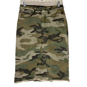 Vintage Tag Rag Womens Size 3 Camo Y2K Frayed Hem High Waist Pencil Skirt - Picture 1 of 6