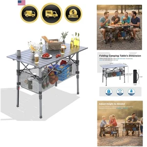 Campingtisch Höhenverstellbar Leicht Aluminium Faltbar Strand Picknick Di... - Bild 1 von 11