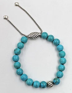 Pulsera Ajustable David Yurman Plata Esterlina Espiritual 8mm Turquesa Cuentas - Imagen 1 de 5