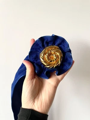 Cinturón de gamuza azul Lanvin vintage con hebilla dorada - Hecho en Francia Foto 1 de 4