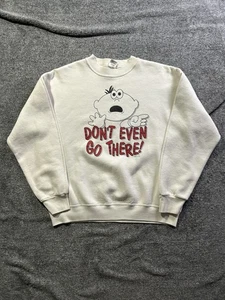 Vintage Fruit Of The Loom Sweatshirt Mens Large White Don't Even Go There 90s - Picture 1 of 6