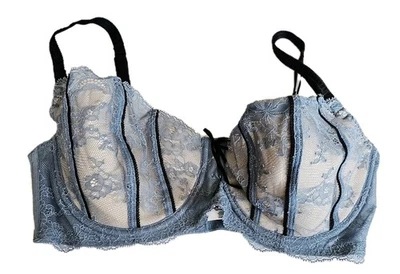 DNKY Blue Laced Underwire Lined Push Up Bra Size 36D  - Image 1 of 4