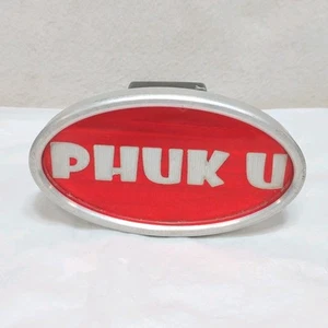 Receiver 2" Hitch Cover Vintage Phuk U Humor Red 5" Oval Background Metal Funny - Imagen 1 de 10