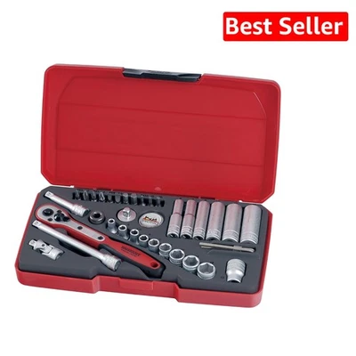 Versatile 36-Piece Socket Set with 1/4 Inch Drive - Chrome Finish & Accessories - Image 1 of 2