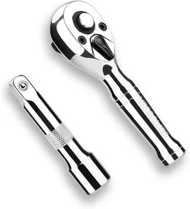 Stubby Ratchet Set- 3/8" Drive Handle with a Extension Bars, Silver - Bild 1 von 3
