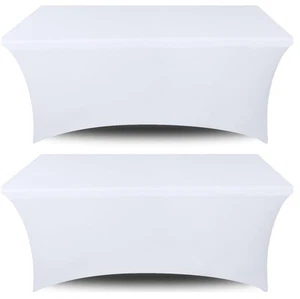 2-Pack 4FT Stretch Spandex Table Covers – Fitted Rectangular Tablecloths - Picture 1 of 5