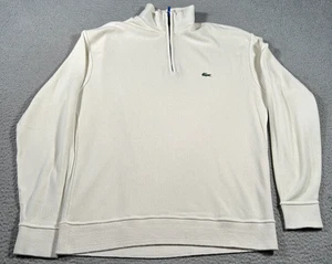 Lacoste Sweatshirt Mens 7 2XL White Quarter Zip Croc Logo Mock Neck Pullover - Foto 1 di 9
