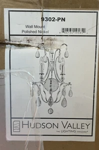 Hudson Valley Lighting Two-Light Wall Sconce Crawford Nickel 9302-PN Open *READ* - Picture 1 of 9