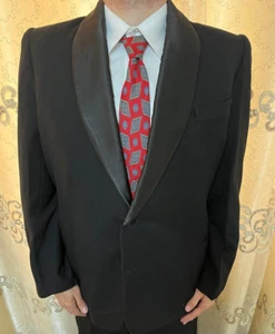 1940s vintage handtailored bespoke all worsted Tuxedo night black shawl suit 40R - Picture 1 of 13
