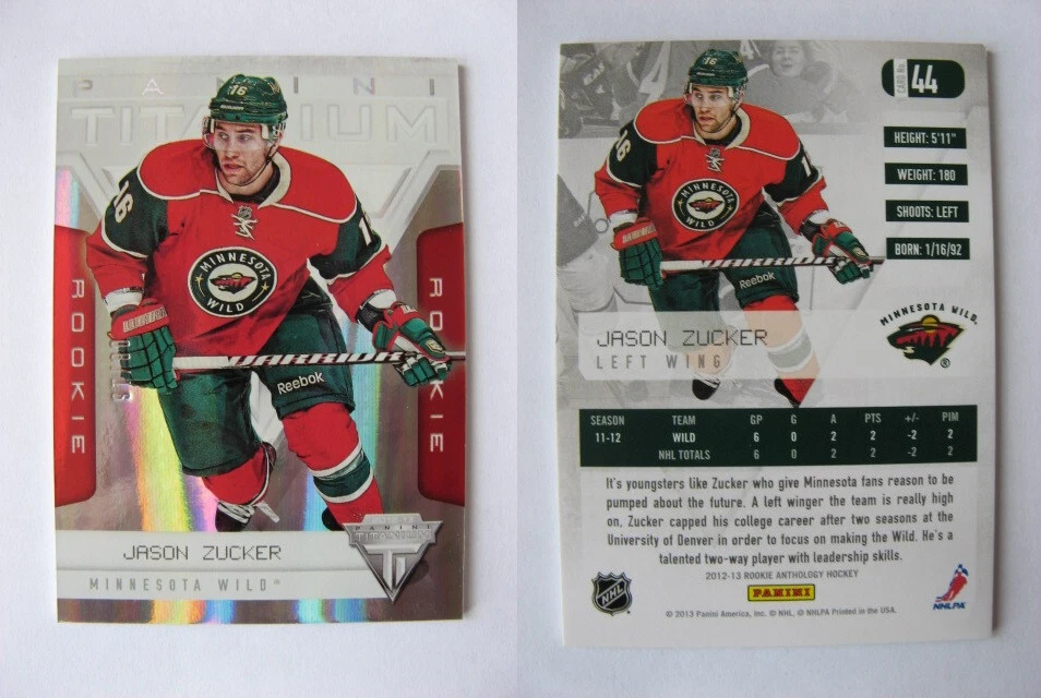 2012-13 Panini Rookie Anthology Titanium Rookies #44 Jason Zucker 08/16 TRUE RC Foto 1 de 1