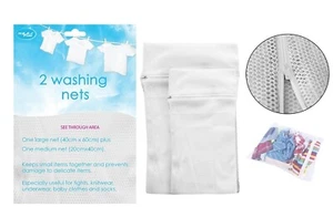 SET OF 2 WASHING MACHINE MESH NETS BAGS UNDERWEAR SOCKS CLOTHES LINGERIE - Picture 1 of 5