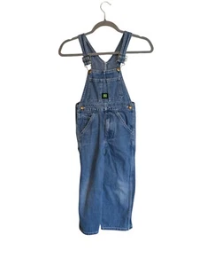 John Deere Boys Kids Blue Denim Bib Overalls Size 6 Reg Pockets Outdoors Farming - Picture 1 of 9