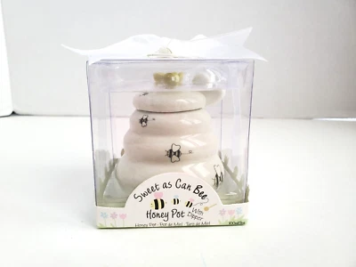Olla de miel de cerámica “Sweet As Can Bee” con cucharón de madera de Kate Aspen ~ Nueva en caja Foto 1 de 4