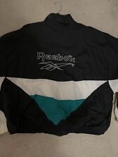 Vintage Reebok Windbreaker Jacket Zip Up Black White Green Men's 90s XXL